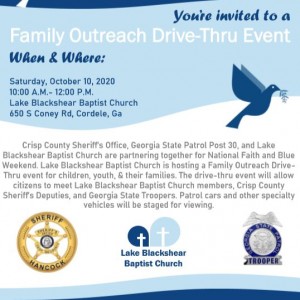 Photo for Crisp County Sheriff&rsquo;s Office, Georgia State Patrol Post 30, and Lake Blackshear Baptist Church are partnering together for National Faith and Blue Weekend. 